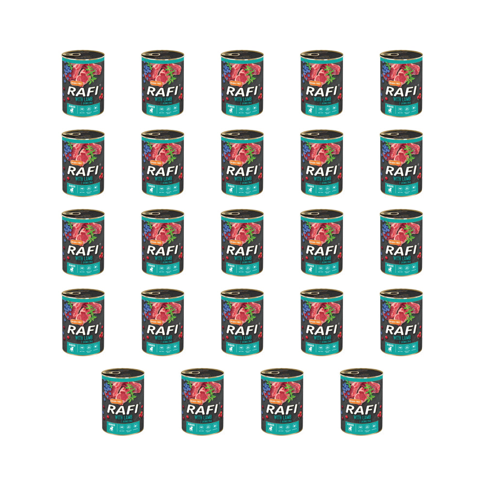 PAKIET FBA Karma Dla Psa Rafi Junior z Jagnięciną, Żurawiną i Borówką 400 g X 24