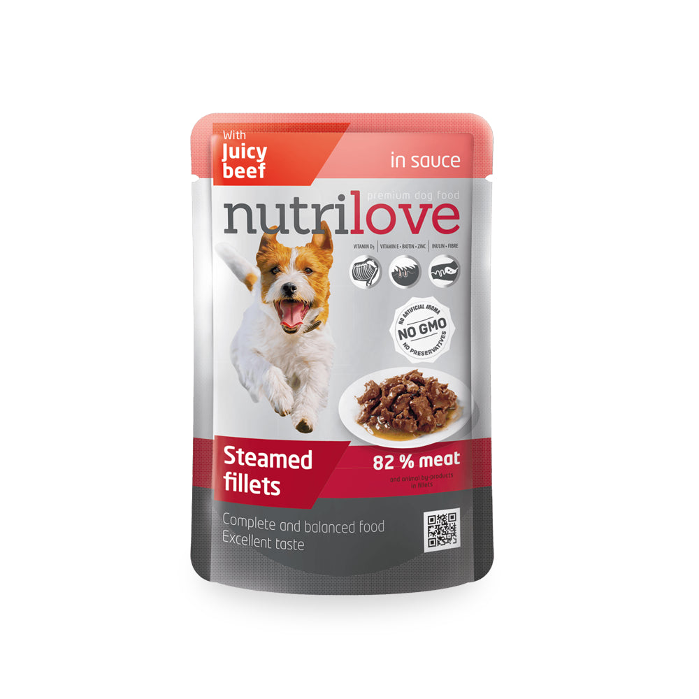 Nutrilove Soczyste Mięsne Kawałki Wołowiny w Sosie 85 g