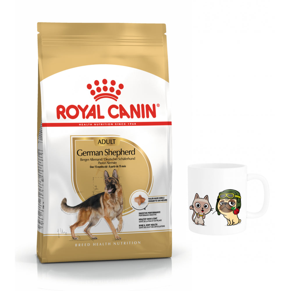 Pakiet ROYAL CANIN German Shepherd Adult Karma Sucha Dla Psów Dorosłych Rasy Owczarek Niemiecki 11 kg + Kubek z Twoim Pupilem !