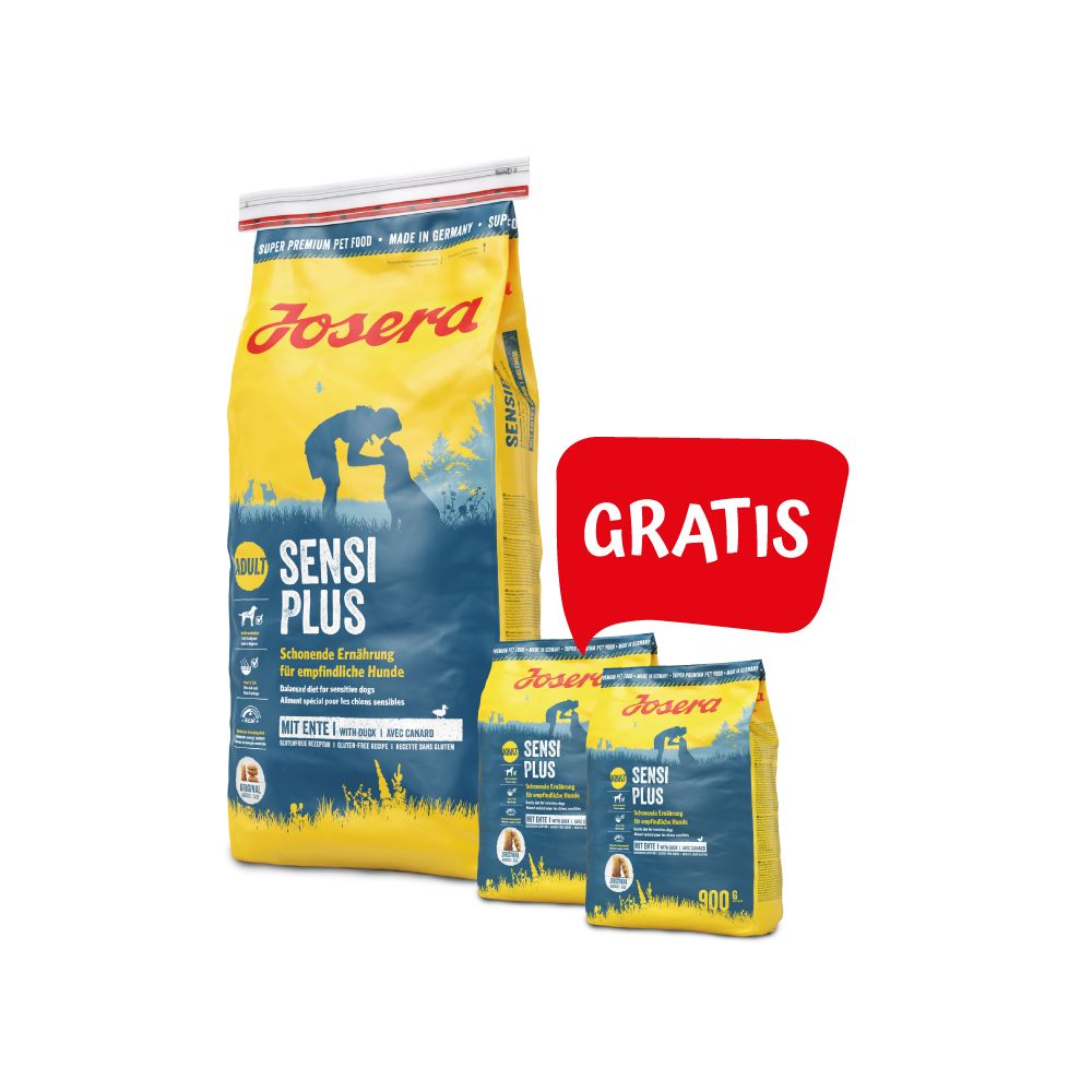 Pakiet Josera SensiPlus Wrażliwy Żołądek Kaczka 15 kg + 2 x 900 g GRATIS!