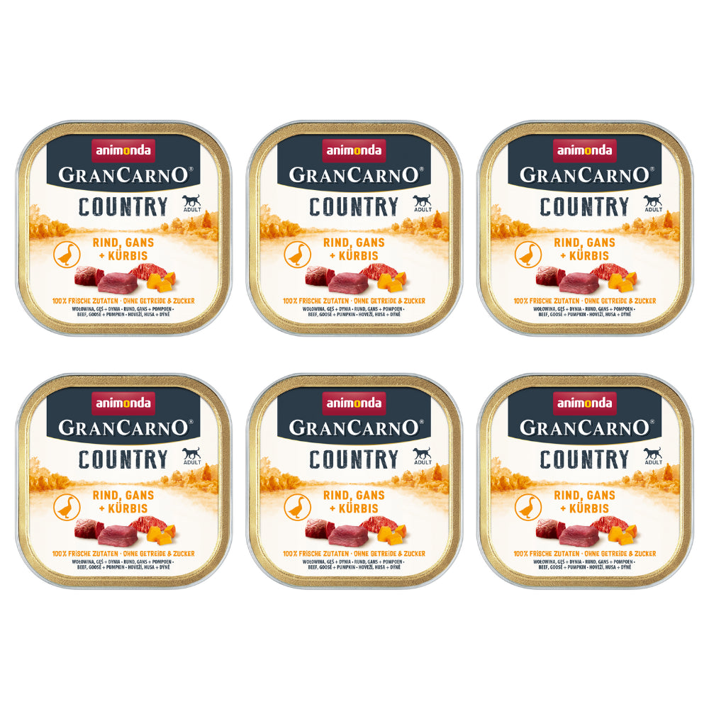 Pakiet Animonda Grancarno Country Wołowina, Gęś i Dynia Mokra Karma Dla Psa 6 x 150 g