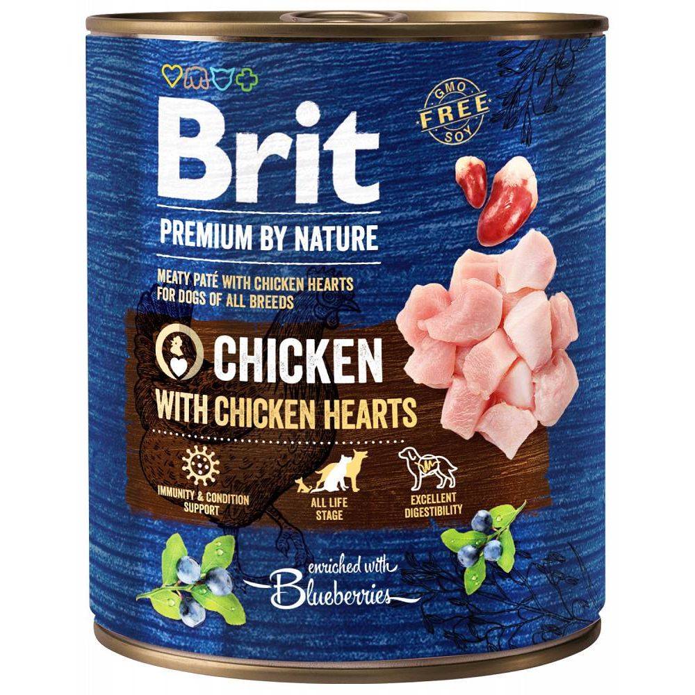 Brit Premium By Nature Chicken With Chicken Hearts Kurczak I Serca Kurczaka Karma Mokra Dla Psów 800 g