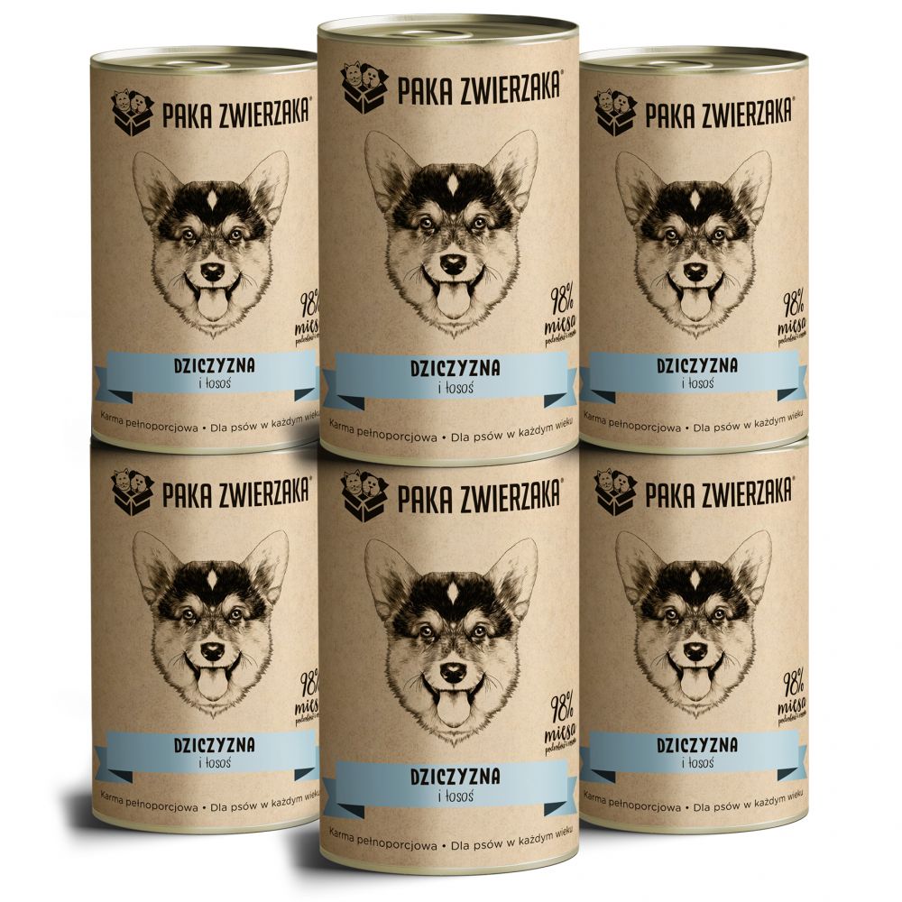 Pakiet Paka Zwierzaka Mokra Karma Dla Psa Dziczyzna i Łosoś 6 x 400 g