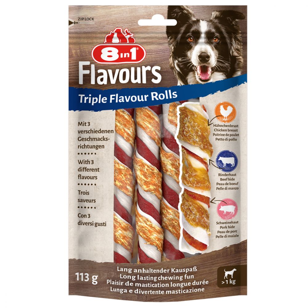 8in1 Triple Flavour Rolls Przysmak Dla Psów 3 sztuki 113 g