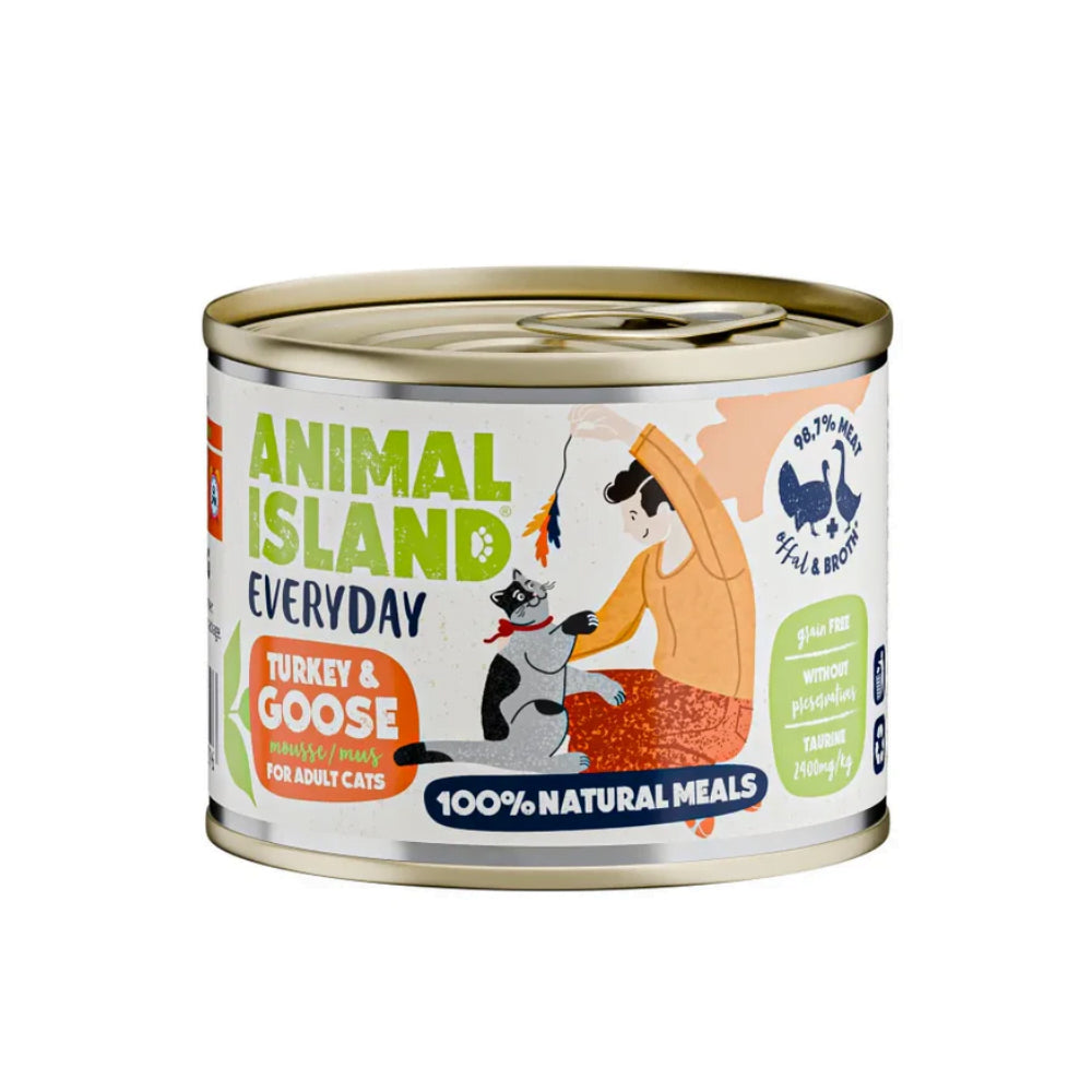 ANIMAL ISLAND Everyday Indyk z Gęsią 200g bezzbożowy mus dla kotów powyżej 3 miesiąca