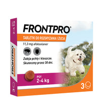 Frontpro Tabletki Dla Psów Na Pchły i Kleszcze 2-4 kg 11,3 mg 3 Tabletki