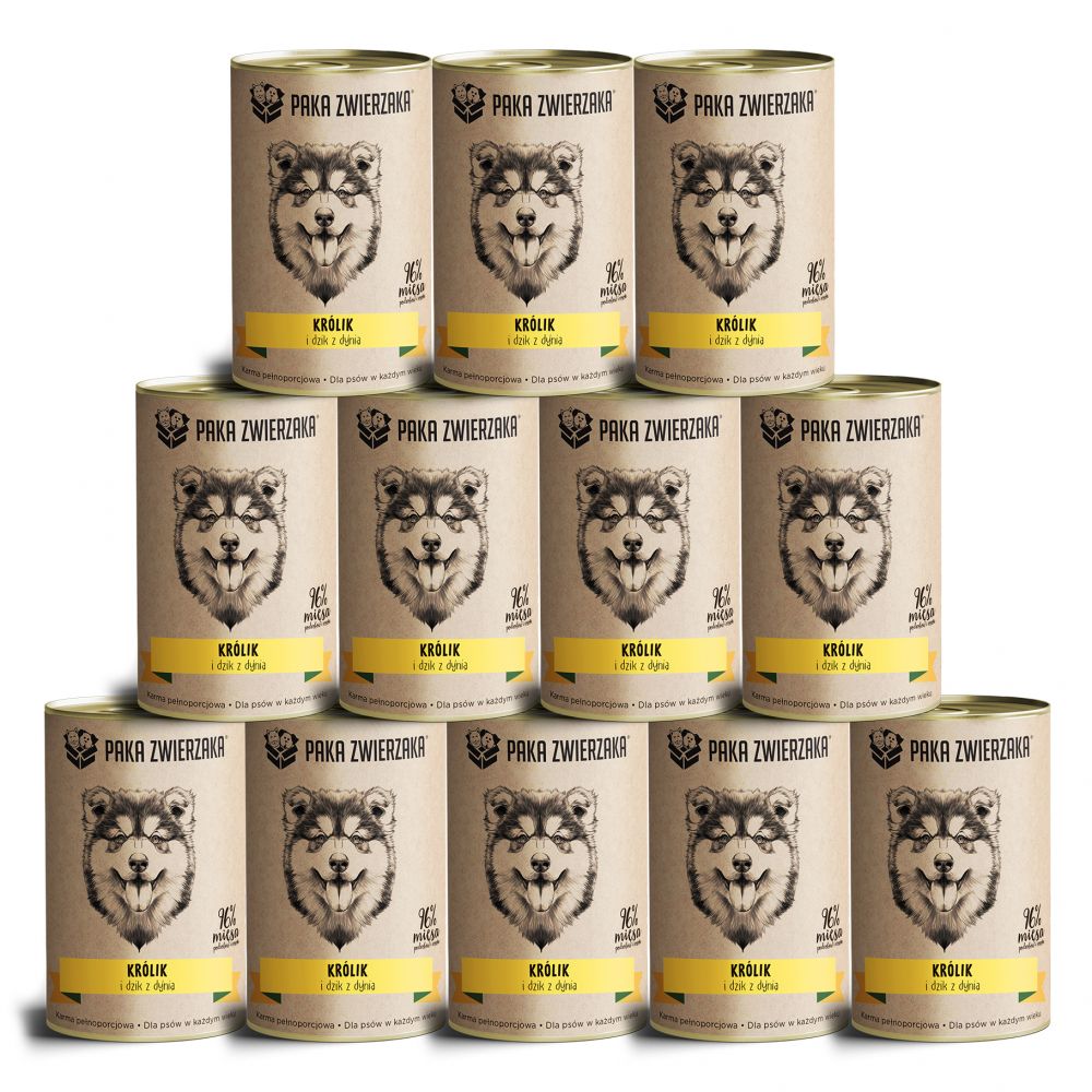 Pakiet Paka Zwierzaka Mokra Karma Dla Psa Królik I Dzik Z Dynią 12 x 400 g