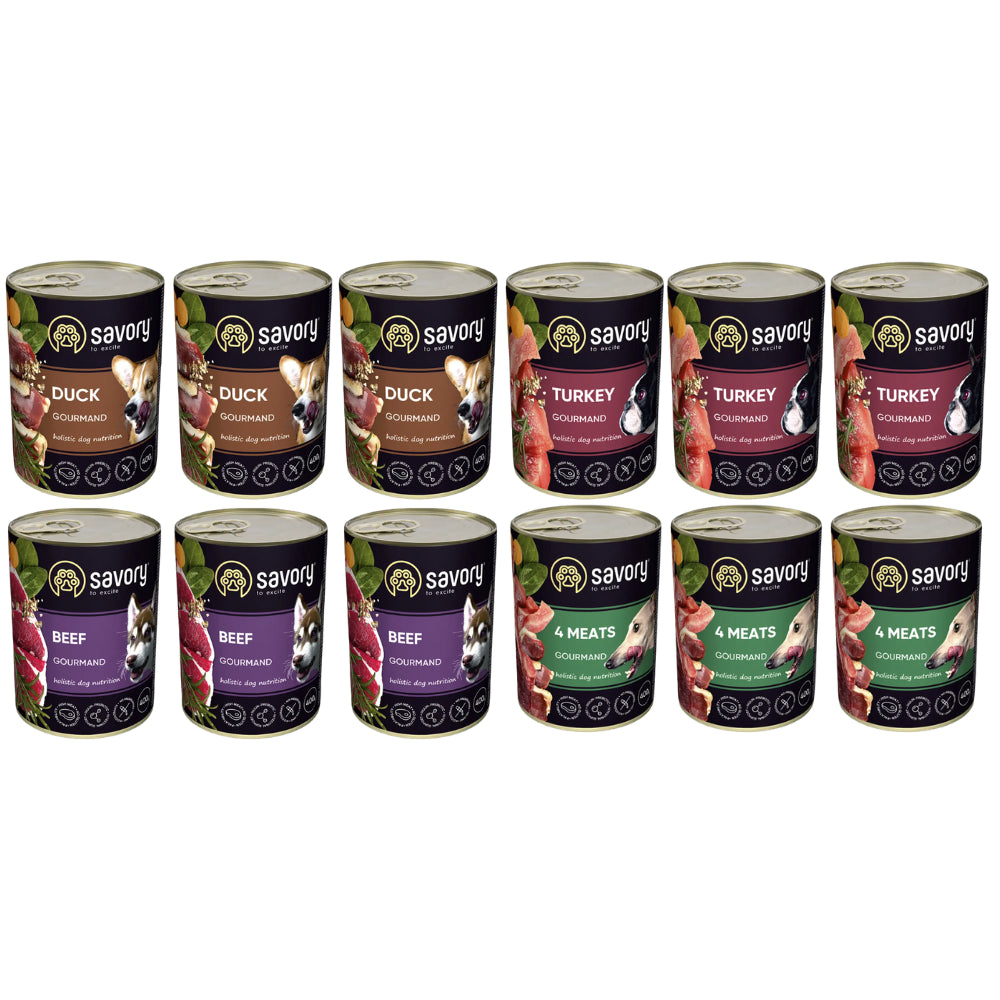 Pakiet Savory Dog Adult Karma Mokra Dla Dorosłych Psów Mix Smaków 12 x 400 g