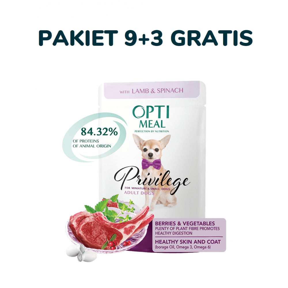 Optimeal Z Jagnięciną I Szpinakiem Dla Psów Małych Ras 12 x 85 g