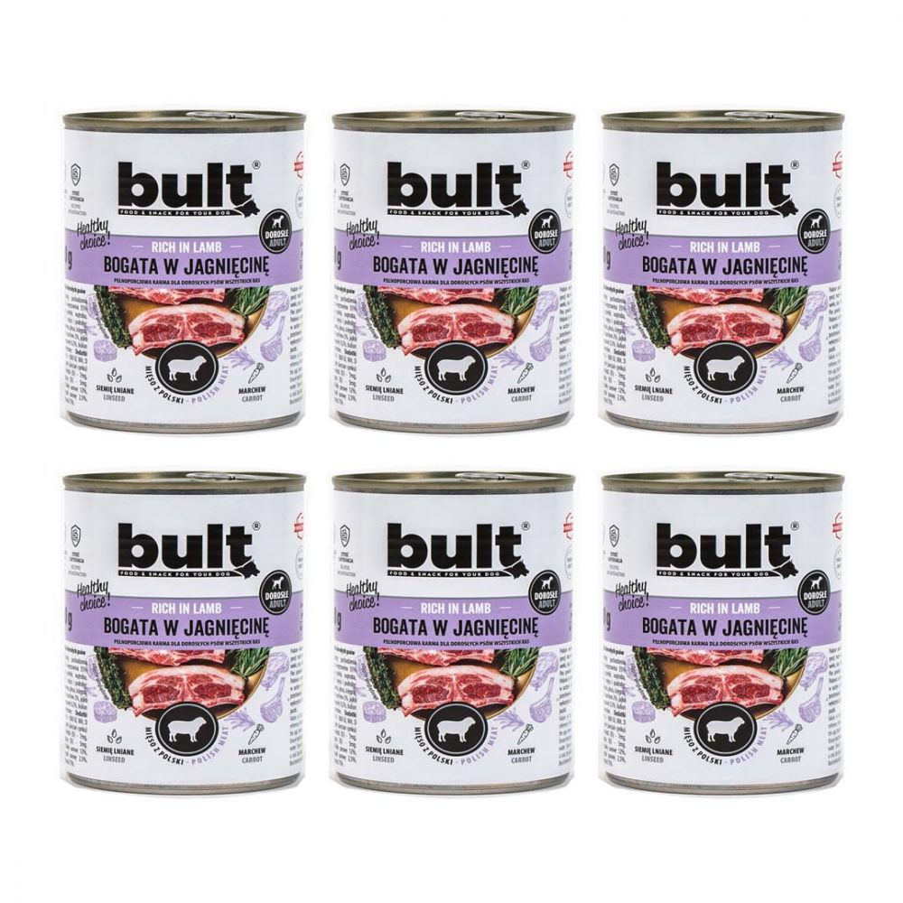 Pakiet Bult Karma Mokra Dla Dorosłych Psów Bogata w Jagnięcinę 6 x 800 g