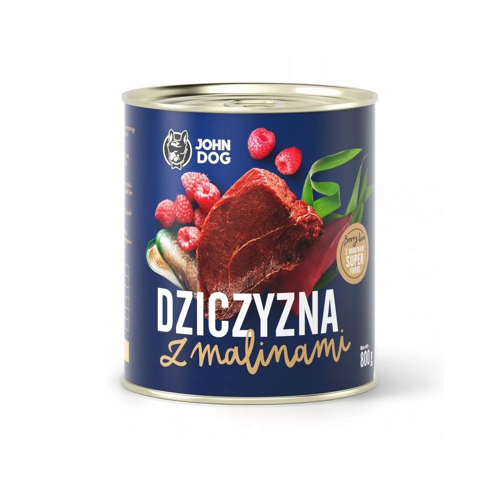 John Dog Berry Mokra Karma Dla Dorosłych Psów Wszystkich Ras Dziczyzna z Malinami 800 g