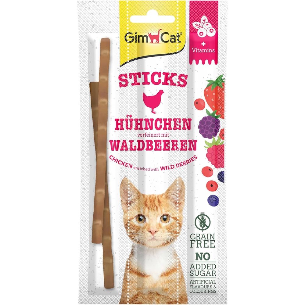 GIMCAT Superfood Duo Sticks Kabanosy kurczak i jagody 3 szt.