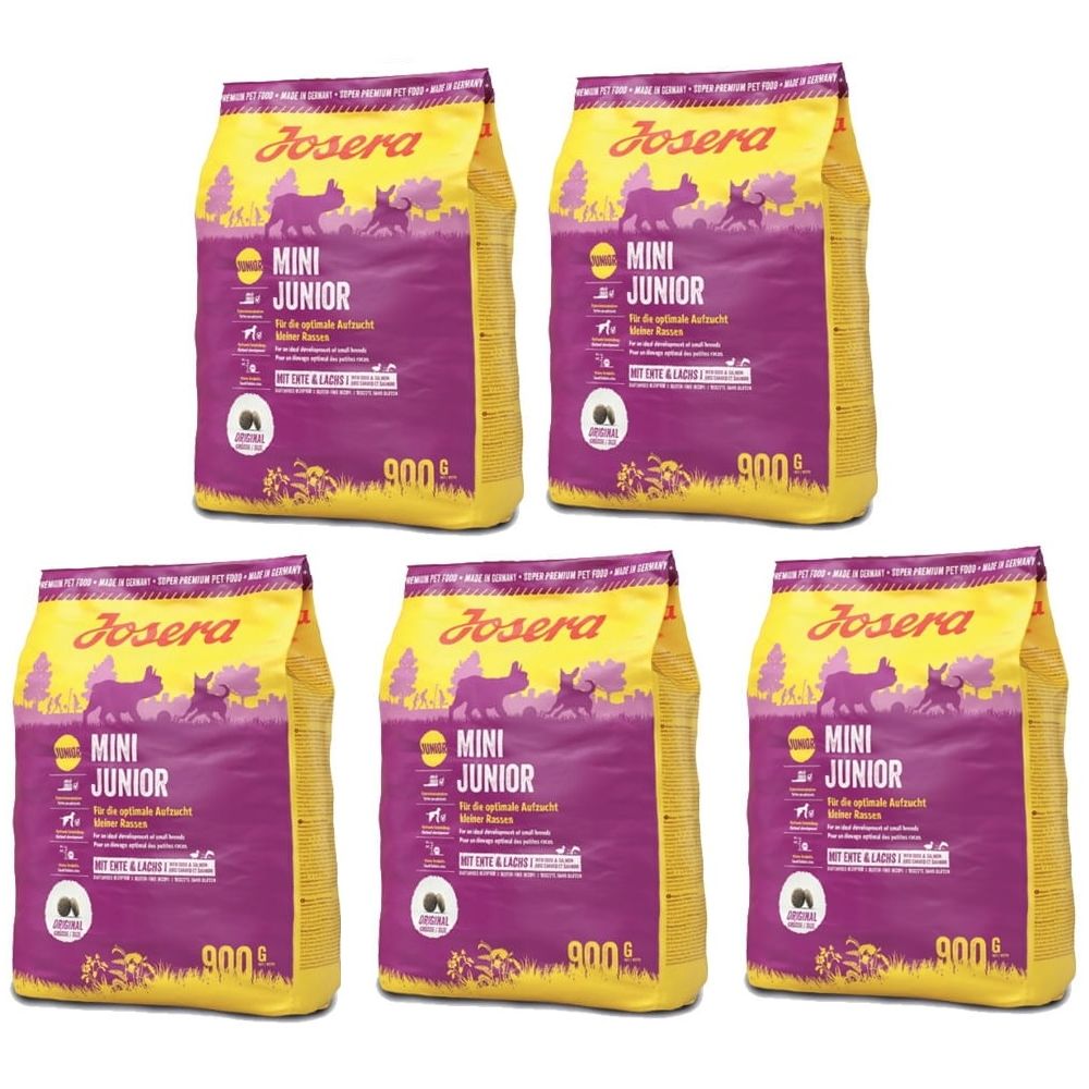 Pakiet Josera Mini Junior Kaczka Łosoś Szczenięta Małe Rasy 5 x 900 g