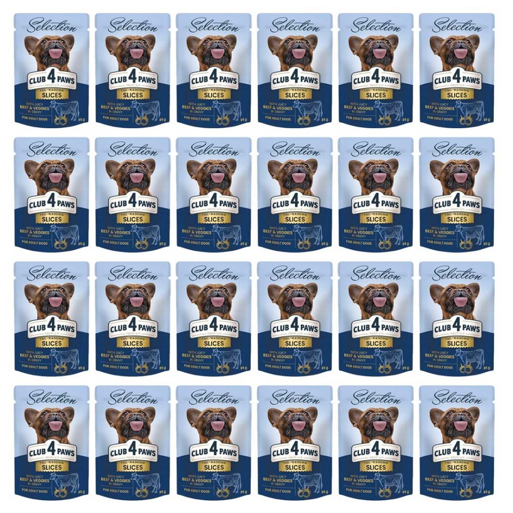 Pakiet Club 4 Paws Mokra Karma Dla Dorosłych Psów Małych Ras Wołowina Z Warzywami W Sosie 24 x 85 g