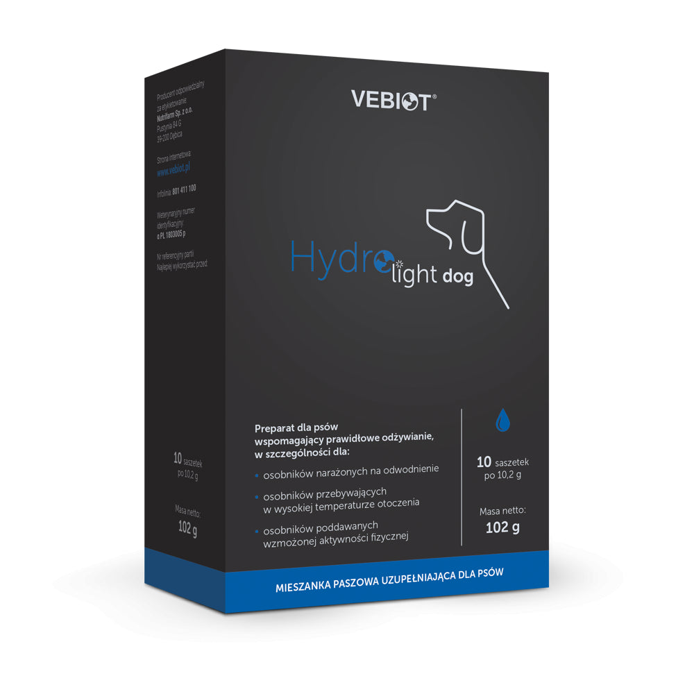 Vebiot Hydro-Light Dog Preparat Dla Psa Pomagający Utrzymanie Równowagi Elektrolitycznej 10 Saszetek Typu Stick