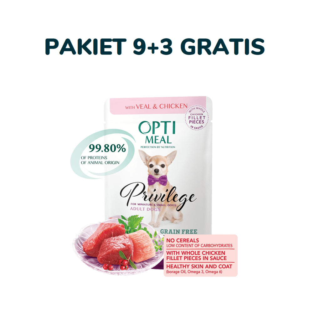 Optimeal Z Cielęciną I Kurczakiem Dla Szczeniąt Małych Ras 9 + 3 GRATIS