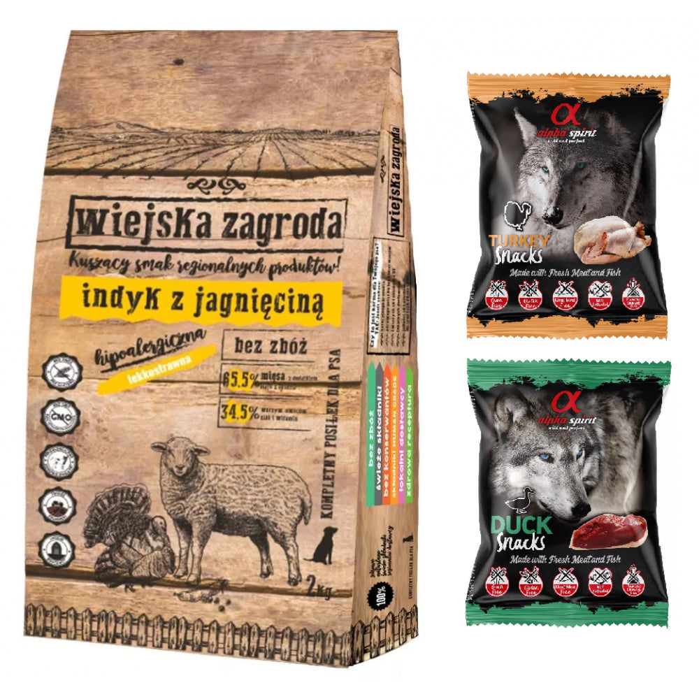 Pakiet Wiejska Zagroda Indyk z Jagnięciną 9 kg + Gratisy