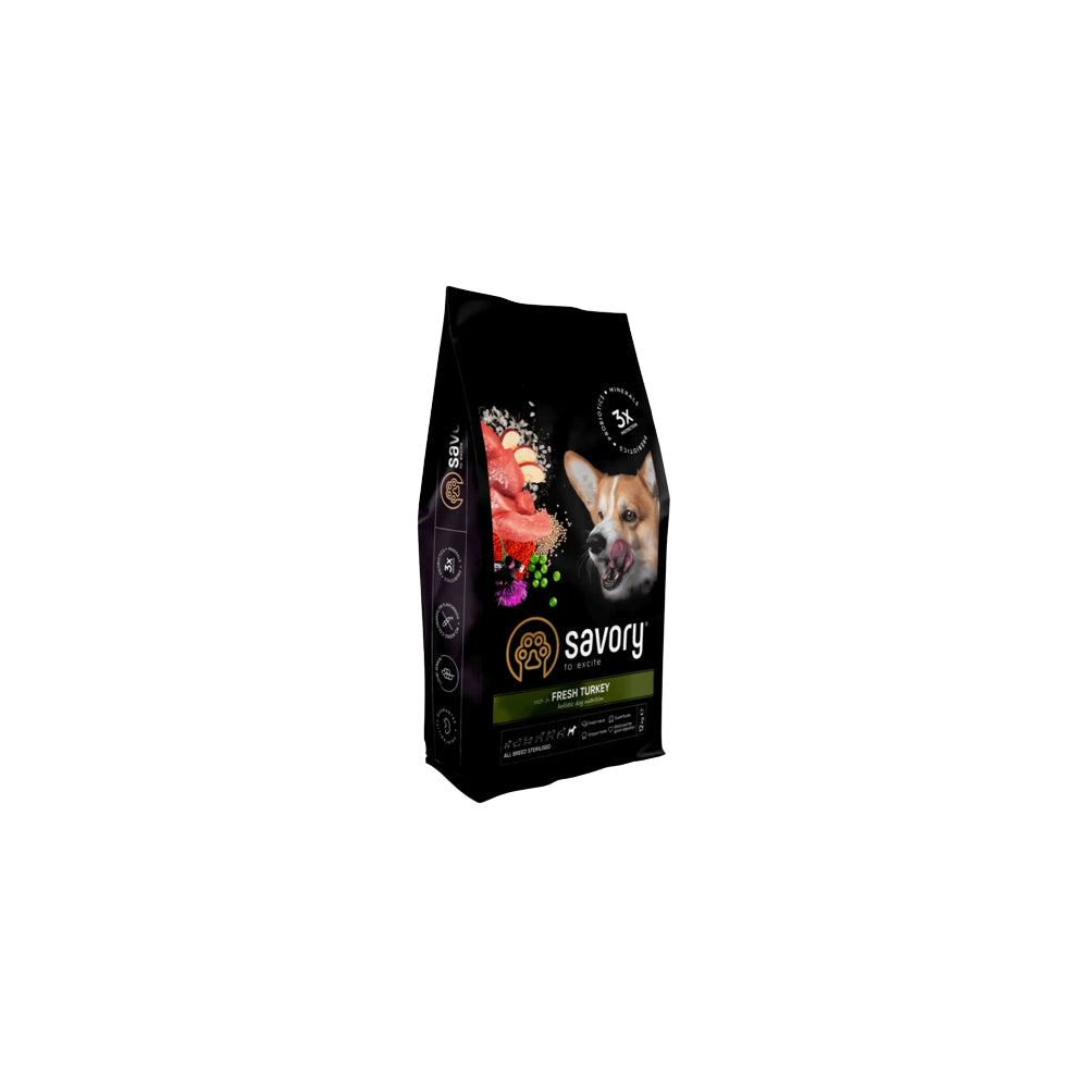 Savory Dog Adult All Breeds Sterilised Turkey Karma Sucha Dla Dorosłych Psów Wszystkich Ras z Indykiem 12 kg