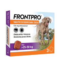 Frontpro Tabletki Dla Psów Na Pchły i Kleszcze 25-50 kg 136 mg 3 Tabletki