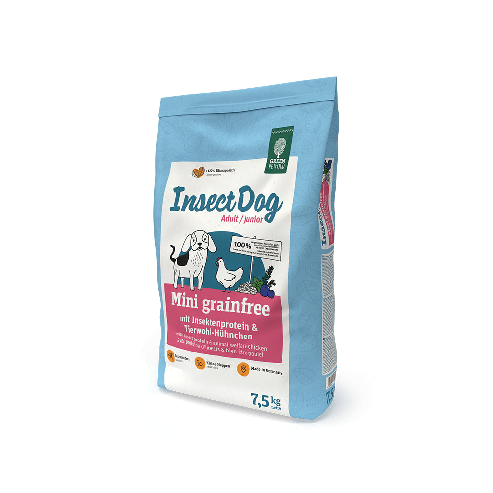 Green Petfood InsectDog Mini Grainfree Sucha Karma Dla Psów Małych Ras z Kurczakiem i Białkiem Owadów 7,5 kg