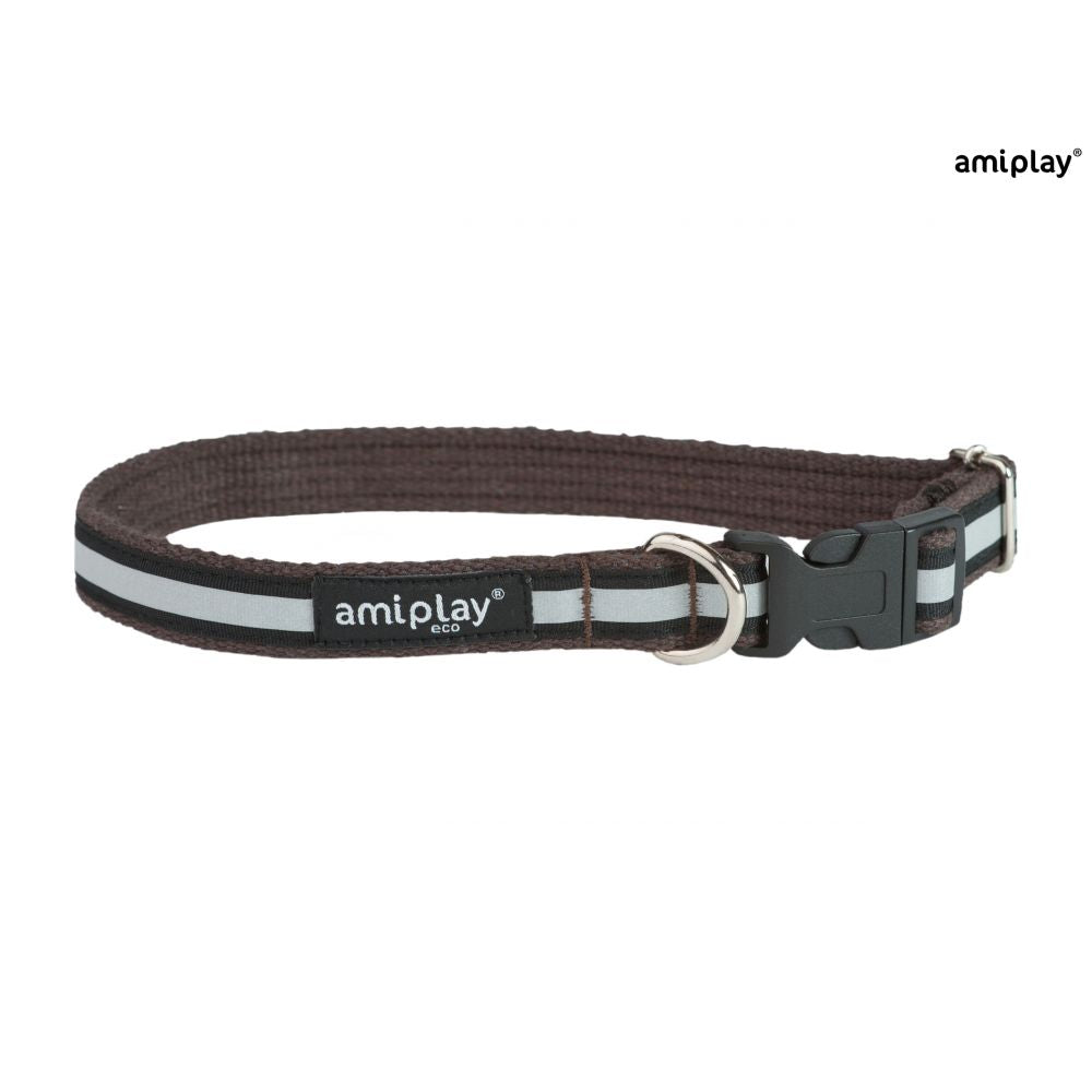 Amiplay Obroża Regulowana Cotton Shine Rozmiar S Brązowa
