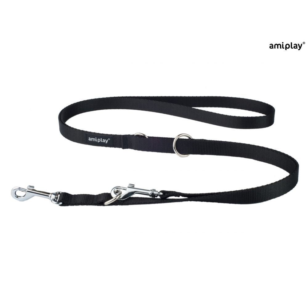 Amiplay Smycz Regulowana 6 w 1 Basic Czarna 100 - 200 cm Rozmiar XL