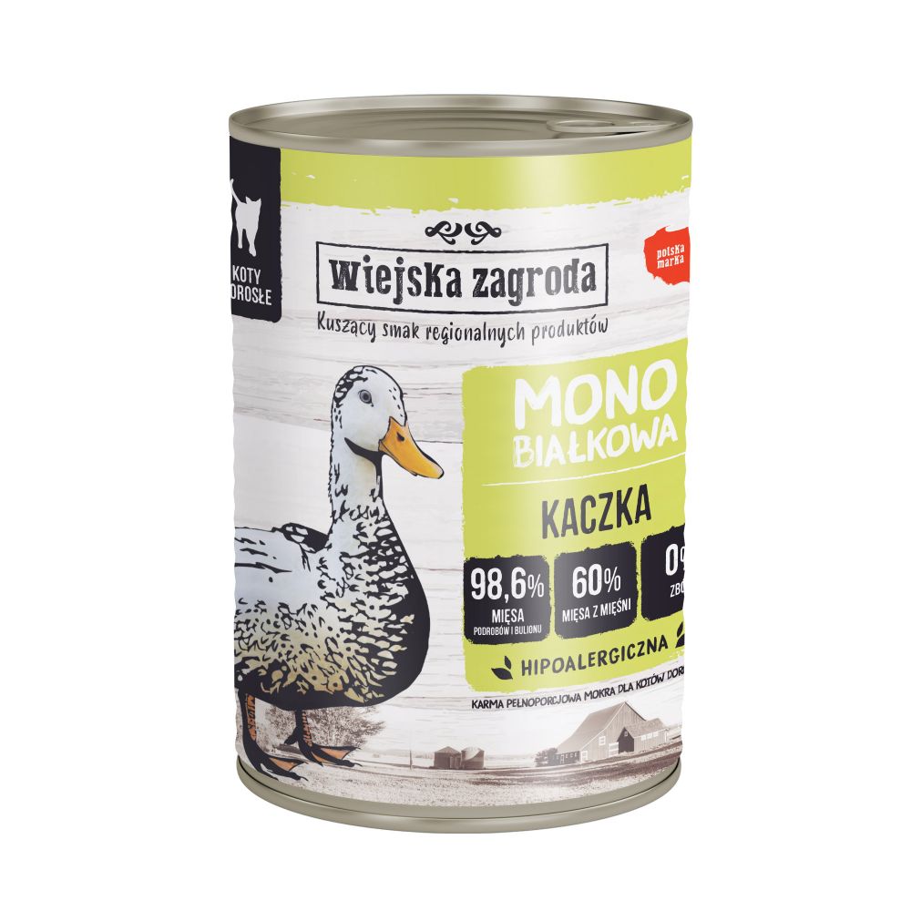 Wiejska Zagroda Monoproteinowa Mokra Karma Dla Dorosłych Kotów Kaczka 400 g