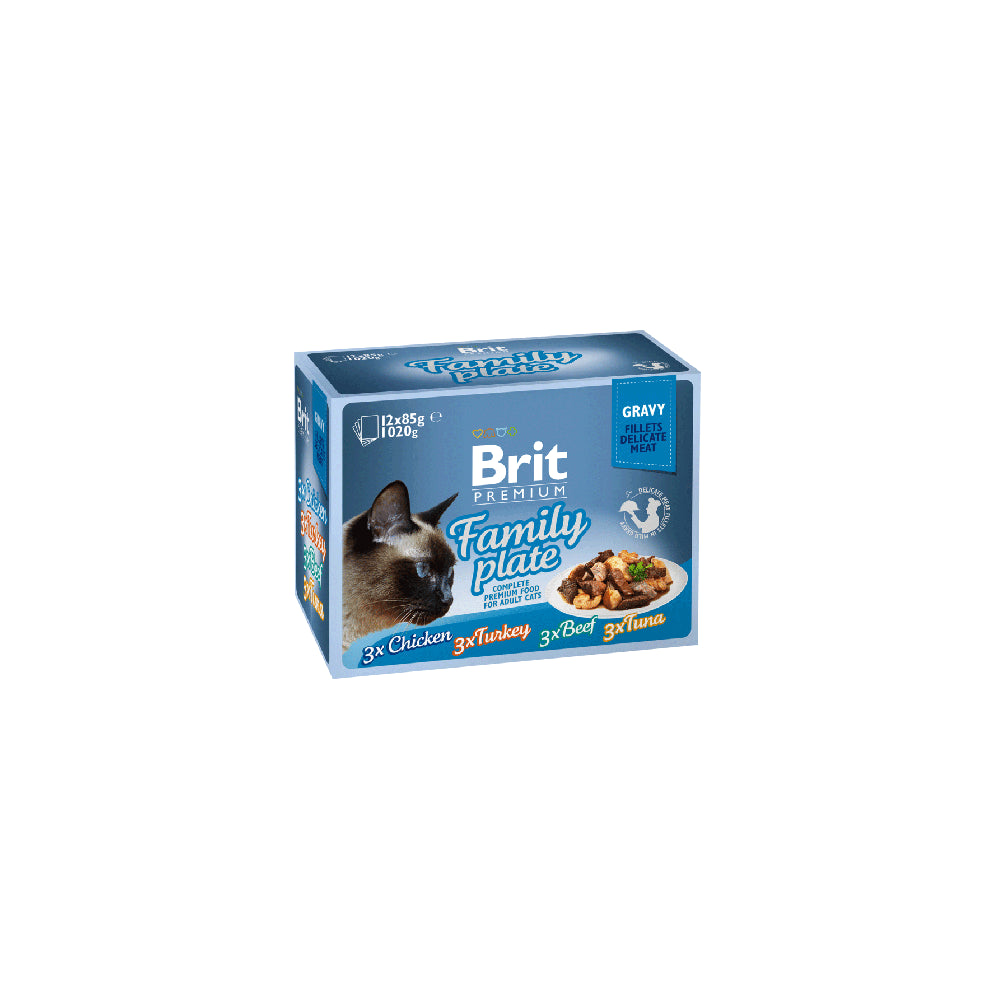 Brit Cat Pouch  Gravy Fillets Family Plate Karma Dla Kota  (12X85g)