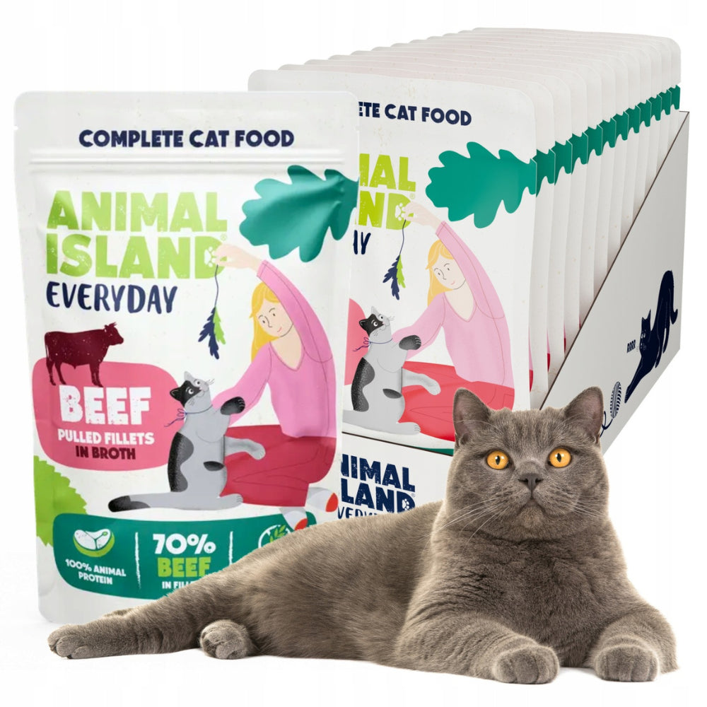 ANIMAL ISLAND Everyday z Wołowiną 12x85g fileciki w rosole zestaw 12 saszetek