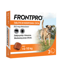 Frontpro Tabletki Dla Psów Na Pchły i Kleszcze 4-10 kg 28,3 mg 3 Tabletki