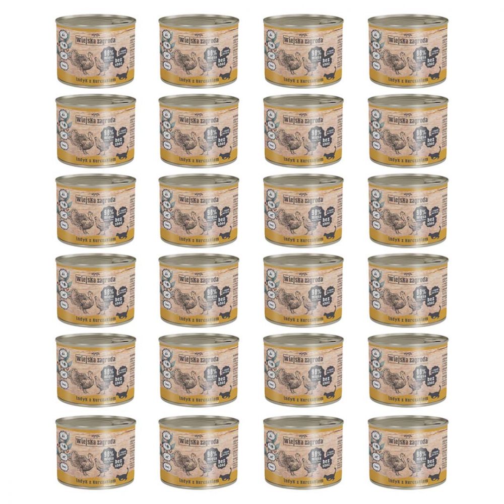 Pakiet Wiejska Zagroda Indyk z Kurczakiem Dla Kociąt 24 x 200 g