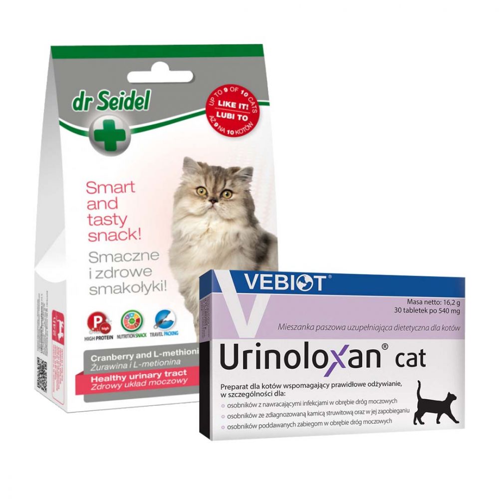 Pakiet Urinolaxan Cat Preparat Dla Kotów Z Problemami Dróg Moczowych 30 Tabletek + Dr Seidel Smakołyki Dla Kotów Na Zdrowy Układ Moczowy 50 g GRATIS!