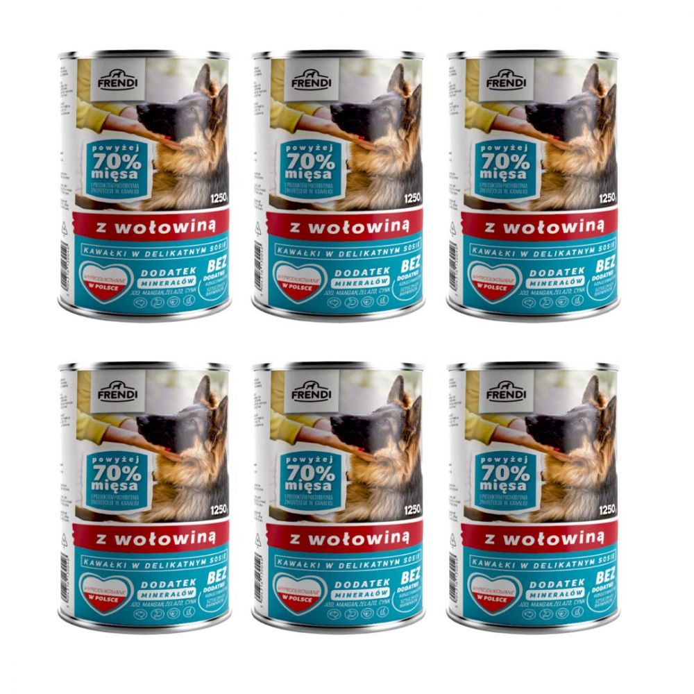Pakiet Frendi Mokra Karma Dla Dorosłych Psów Z Kawałkami Wołowiny W Sosie 6 x 1250 g