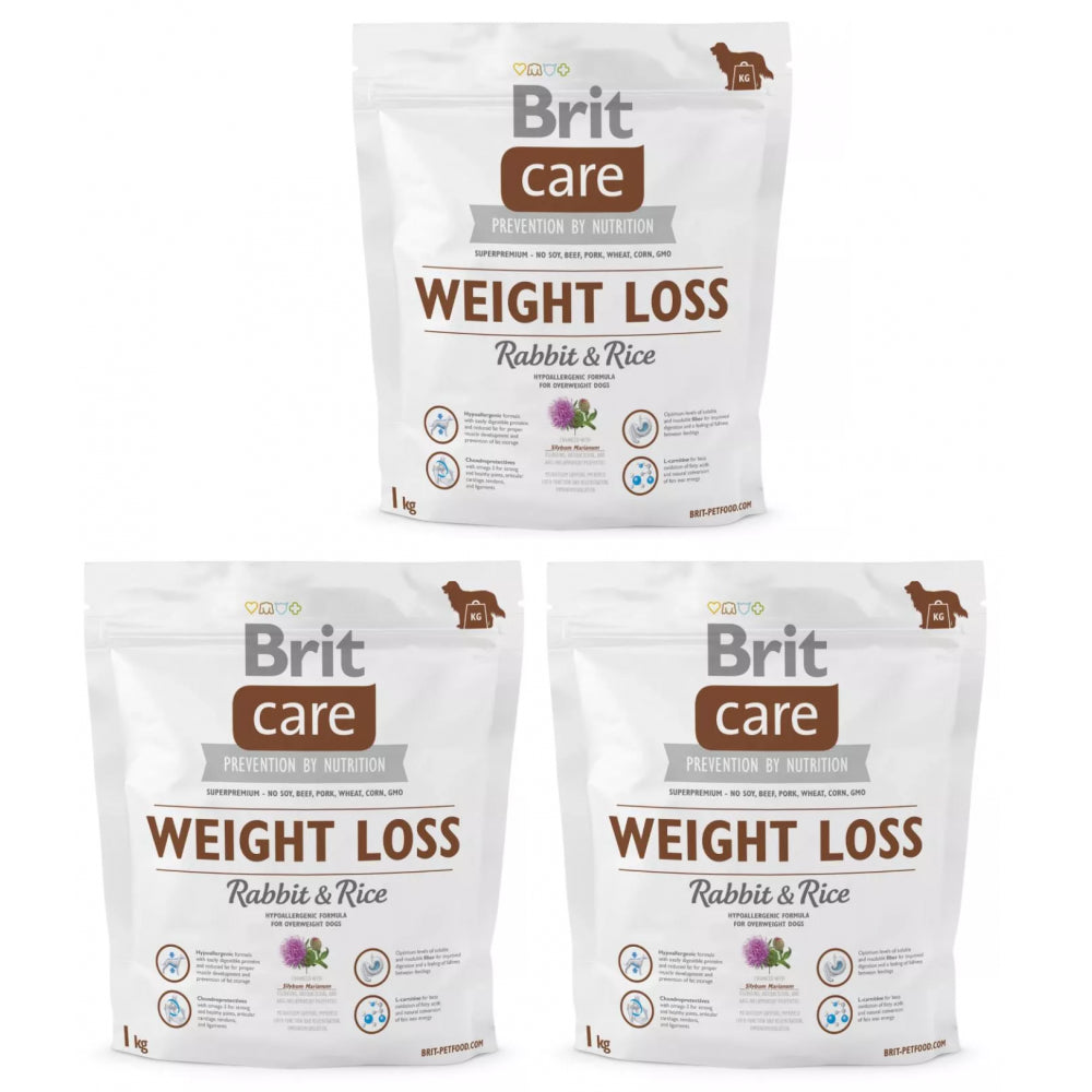 Pakiet Brit Care Weight Loss Rabbit & Rice Królik & Ryż Karma Dla Psa 3 x 1 kg