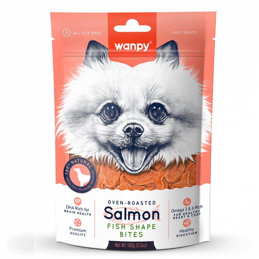 Wanpy Salmon Fish Shape Bites Rybki Z Łososia Przekąska Dla Psa 100 g