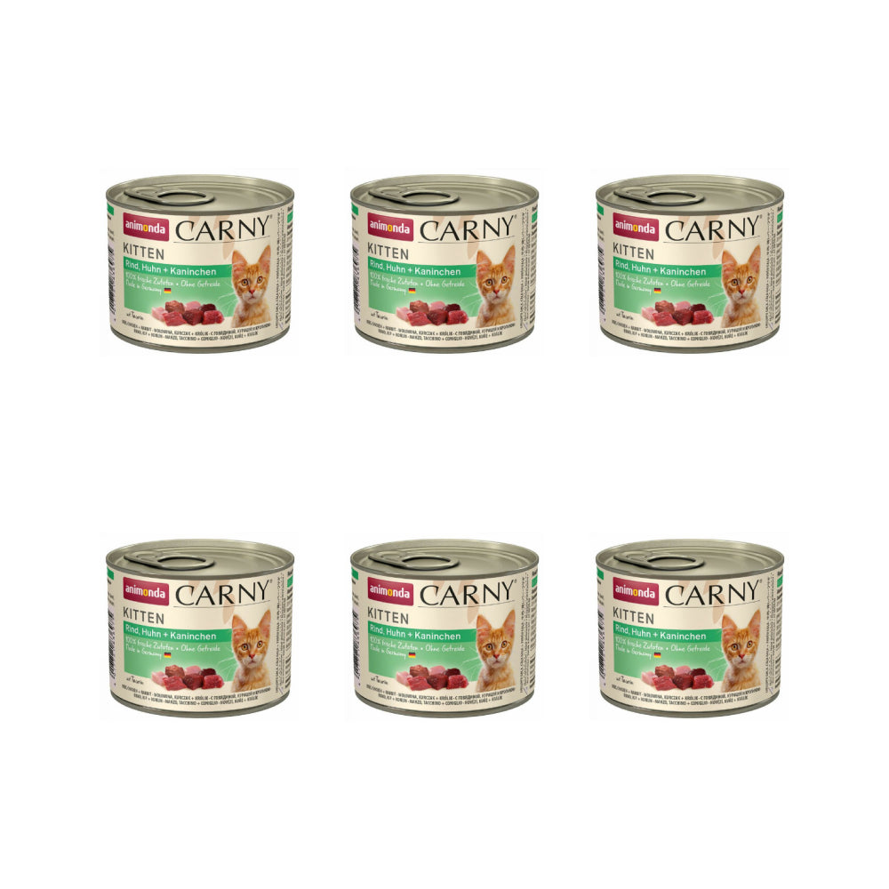 Pakiet Animonda Carny Wołowina, Kurczak z Królikiem Kitten 6 x 200 g
