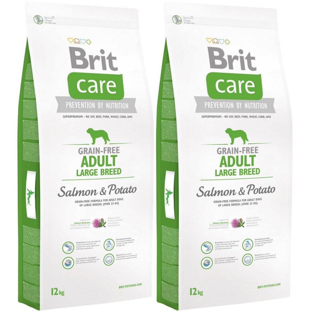 Pakiet Brit Care Grain Free Salmon & Potato Łosoś Ziemniaki Bezzbożowa Adult Karma Dla Dorosłych Psów Dużych Ras 2 x 12 kg