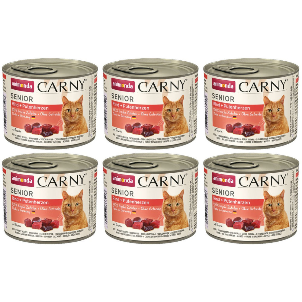 Pakiet Animonda Carny Wołowina, Serca Indycze Senior 6 x 200 g