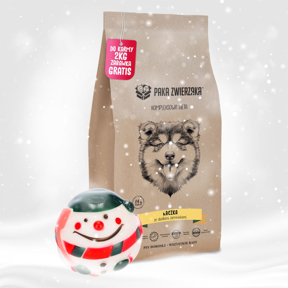 Pakiet Paka Zwierzaka Bezzbożowa Karma Dla Psa Kaczka Słodkie Ziemniaki 2 kg + Piłka GRATIS!