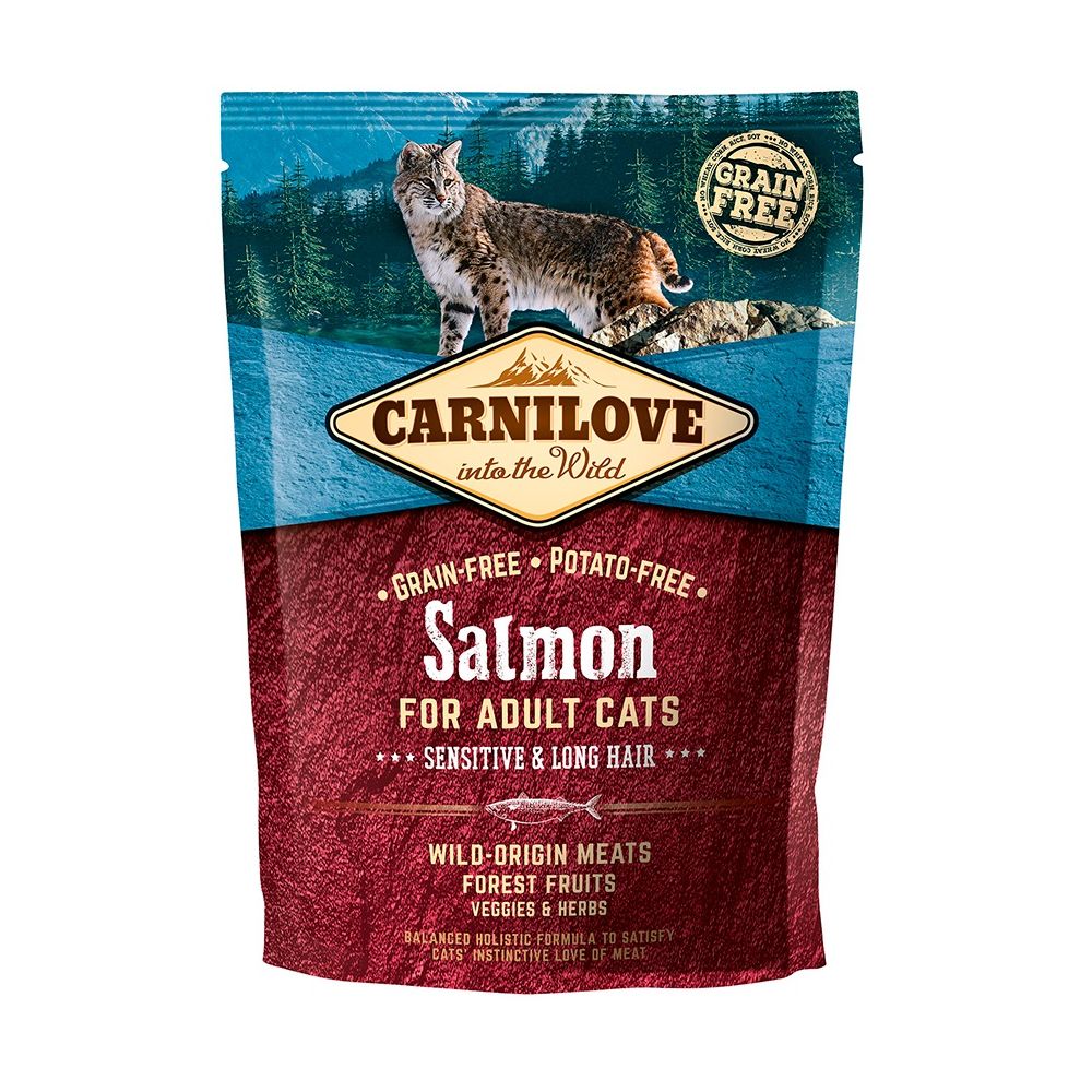 Brit Carnilove Sensitive & Long Hair Bezzbożowa Łosoś Adult Cats Karma Dla Dorosłych Kotów 0,4 kg
