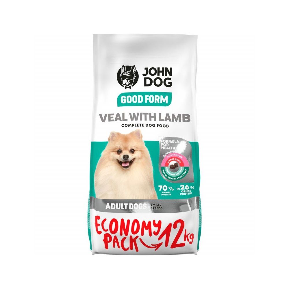 John Dog Good Form Karma Sucha Dla Psów Małych Ras z Cielęciną i Jagnięciną 12 kg