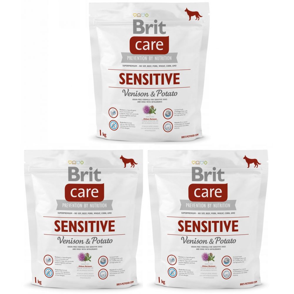 Pakiet Brit Care Sensitive Venison & Potato Dziczyzna & Ziemniaki Karma Dla Psa  3 x 1 kg