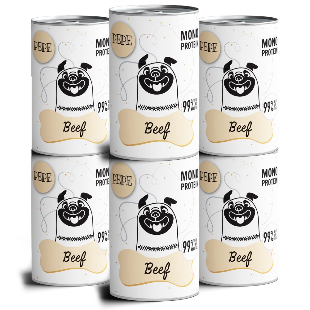 Pakiet Paka Zwierzaka Pepe Monoproteinowa Karma Dla Psa Wołowina 6 x 400 g