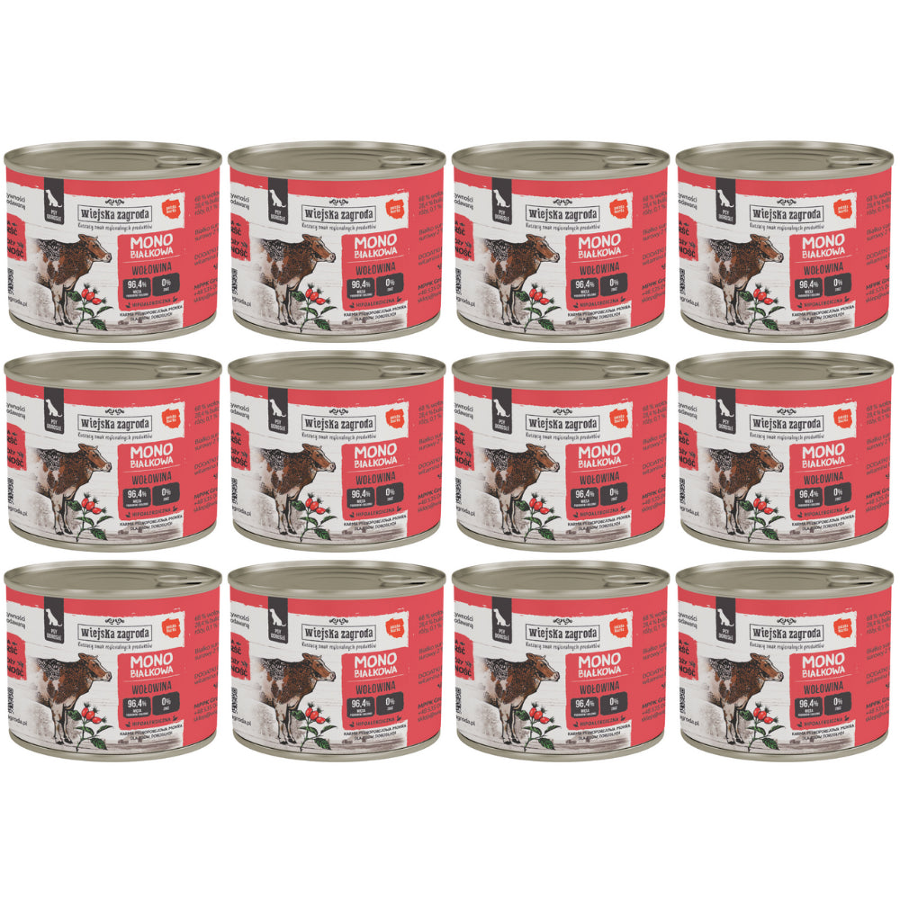 Pakiet Wiejska Zagroda Monoproteinowa Mokra Karma Dla Dorosłych Psów Wołowina 12 x 200 g