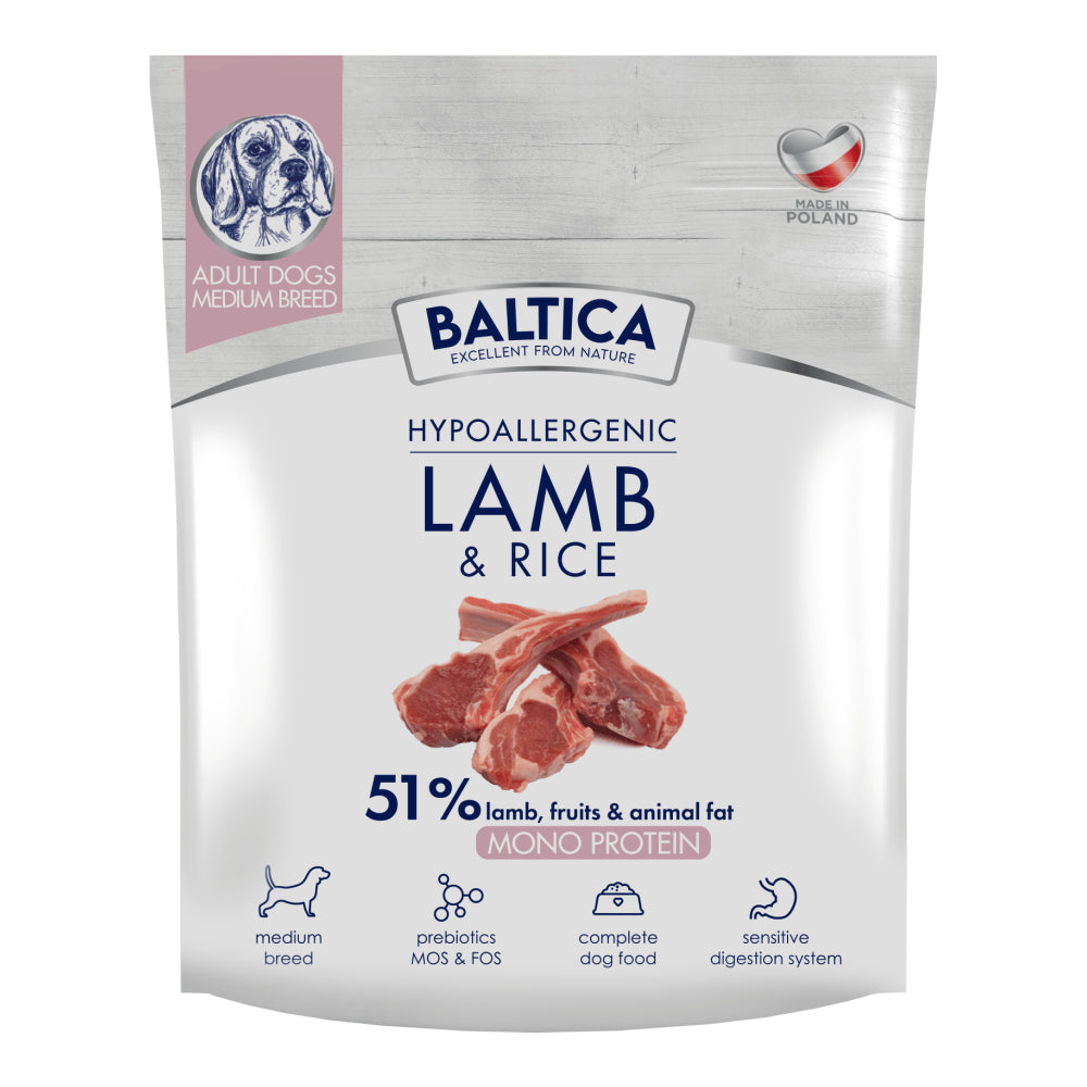 BALTICA Karma z jagnięciną i ryżem dla średnich ras M 1kg