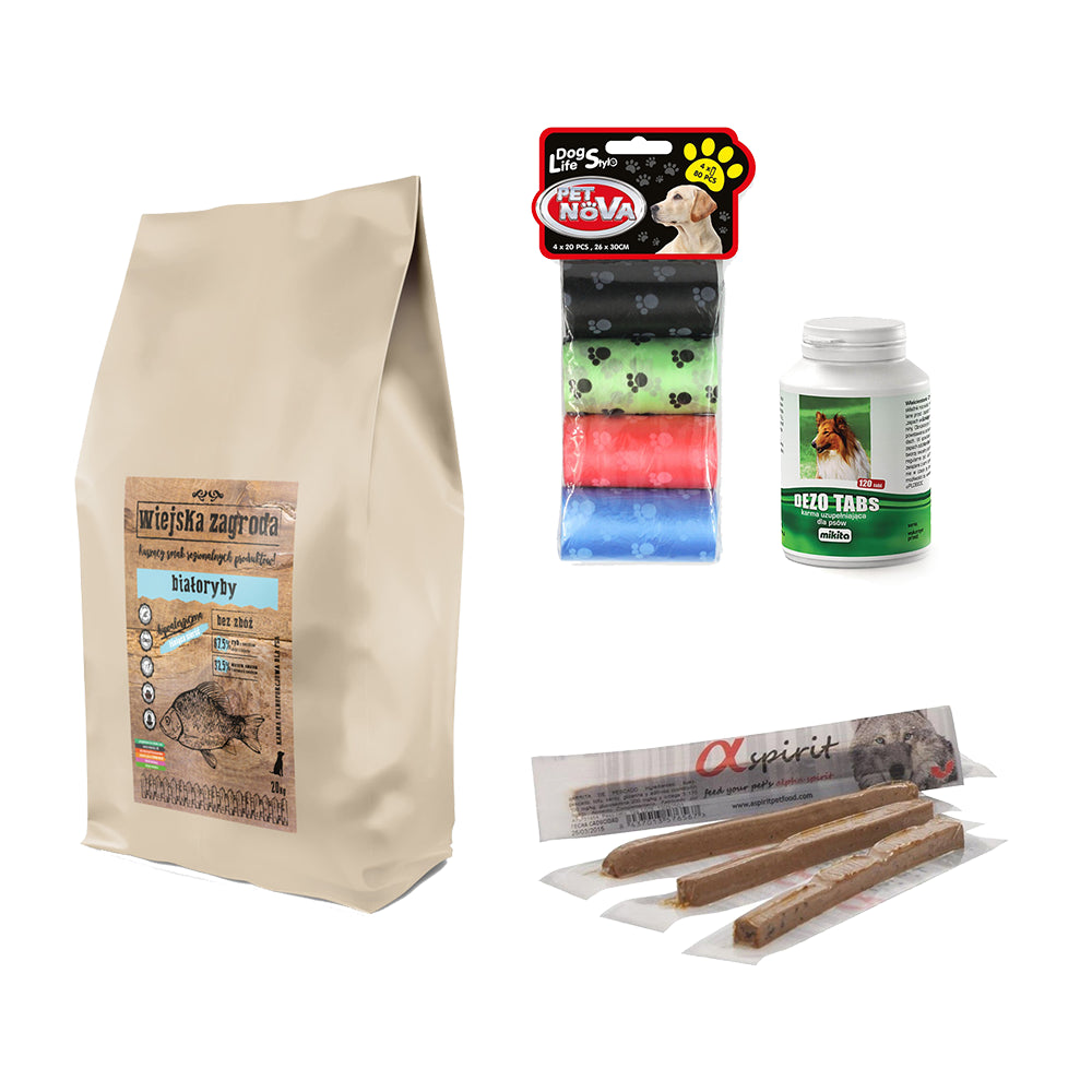 Pakiet Wiejska Zagroda Białoryby 20 kg + 6 GRATISÓW - Dezo Tabs, Kolorowe Woreczki, Przysmak