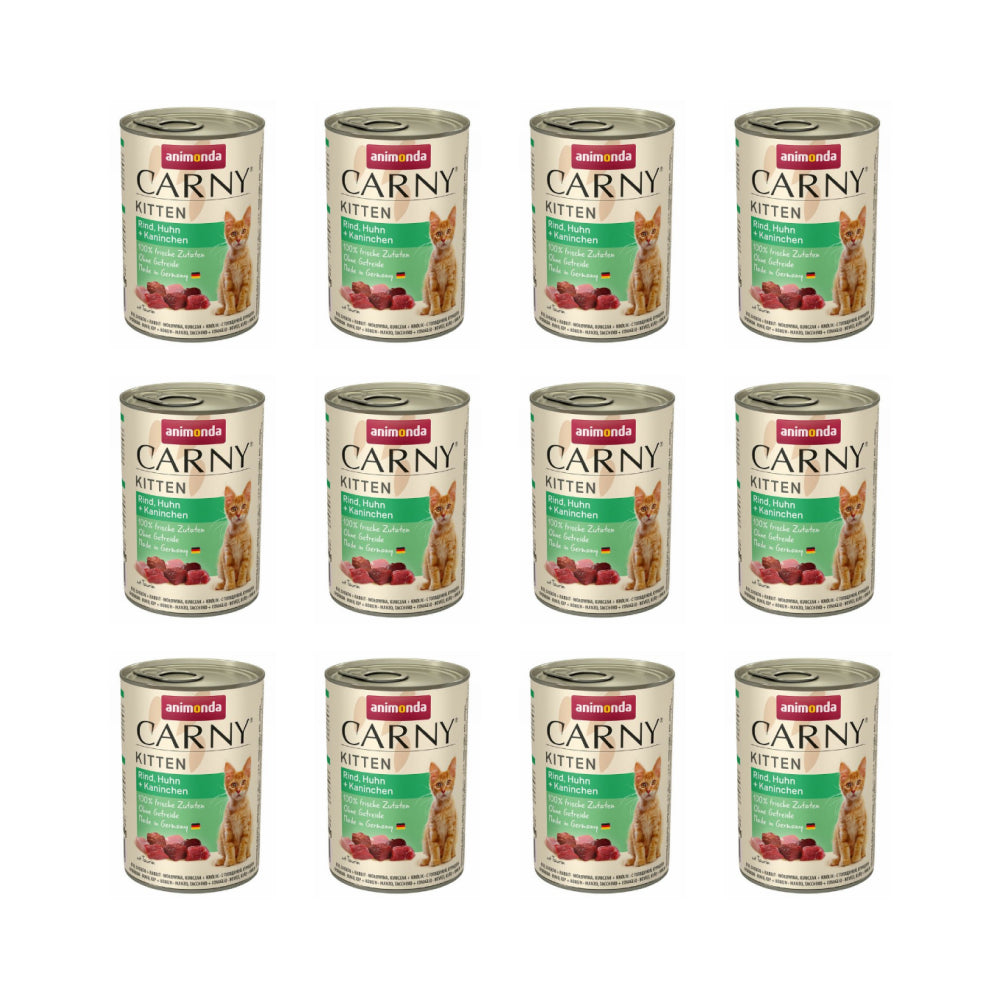 Pakiet Animonda Carny Wołowina, Kurczak z Królikiem Kitten 12 x 400 g
