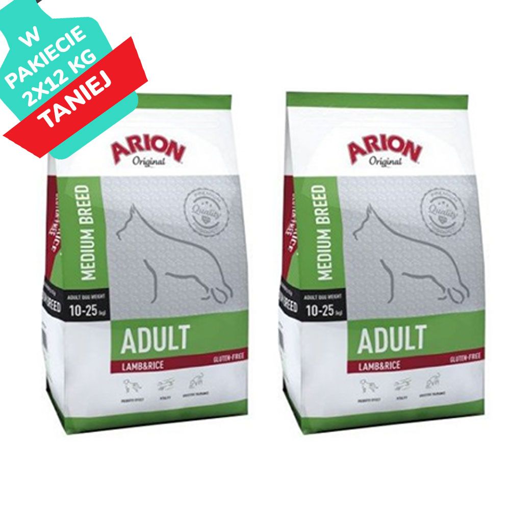 Arion Original Lamb & Rice Jagnięcina Ryż Medium Adult 2 x 12 kg