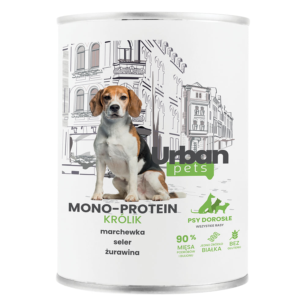 Over Zoo Urban Pets Mono Protein Mokra Karma Dla Dorosłych Psów Wszystkich Ras Z Królikiem 400 g