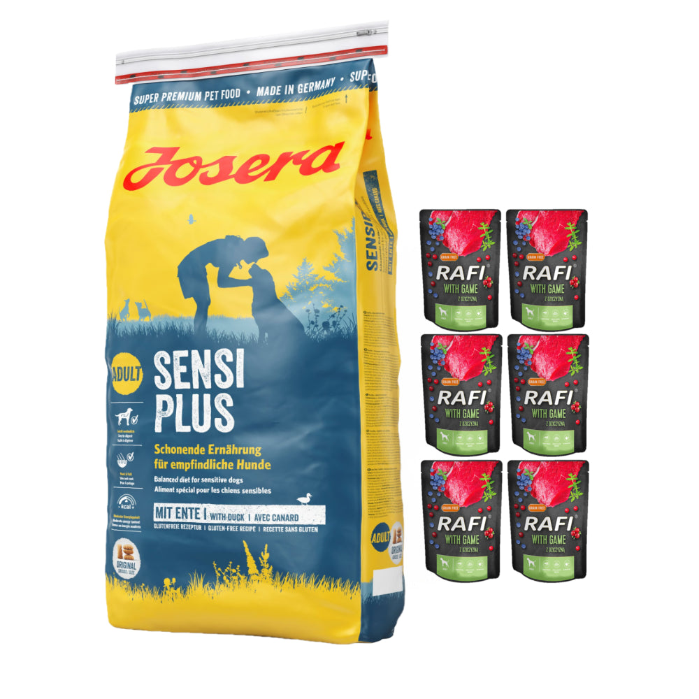 Pakiet Josera SensiPlus Wrażliwy Żołądek Kaczka 15 kg + 6 GRATISÓW!